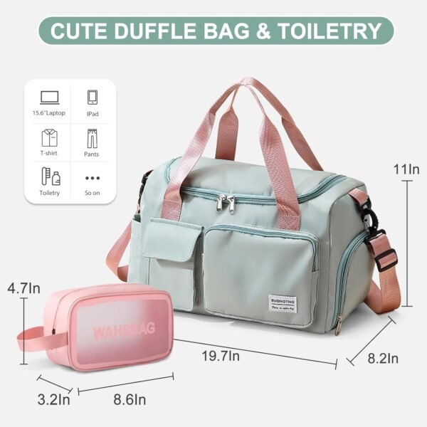 Small Gym Bag for Women, Travel Duffle Bag Carry O... - Image 4