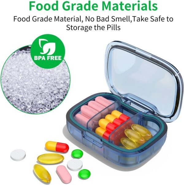 2 Pack 3 Compartment Small Pill Box, Moisture Proo... - Image 6