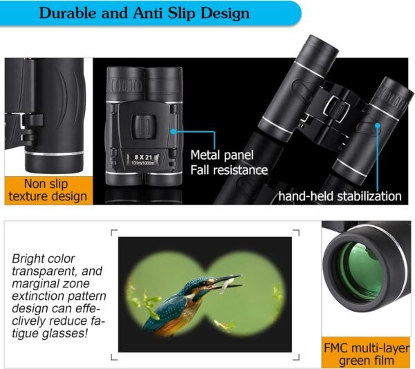 8x21 Mini Compact Pocket Binoculars, Lightweight F... - Image 6