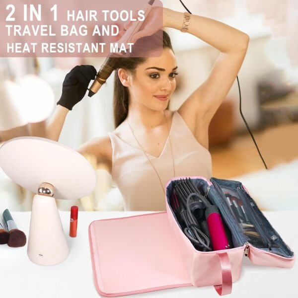 Hair Tools Travel Bag with Heat Resistant Pad, Dou... - Image 3
