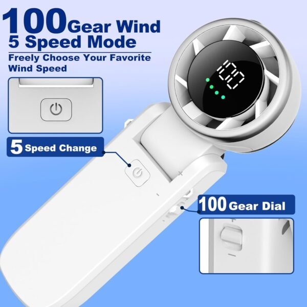 Portable Handheld Turbo Fan, 100 Gear Wind, 3-IN-1... - Image 4