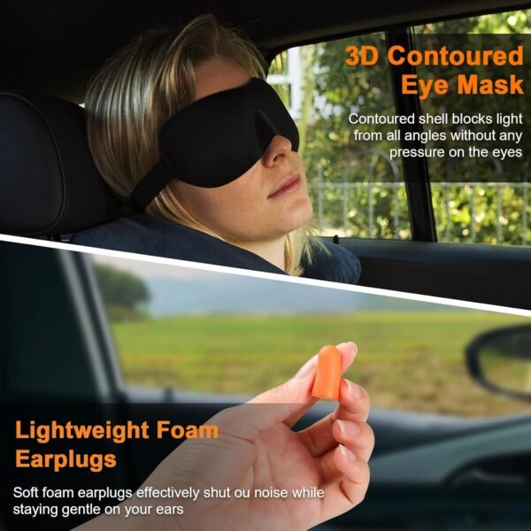 Neck Pillow for Travel - Hooded Memory Foam Plane ... - Image 8