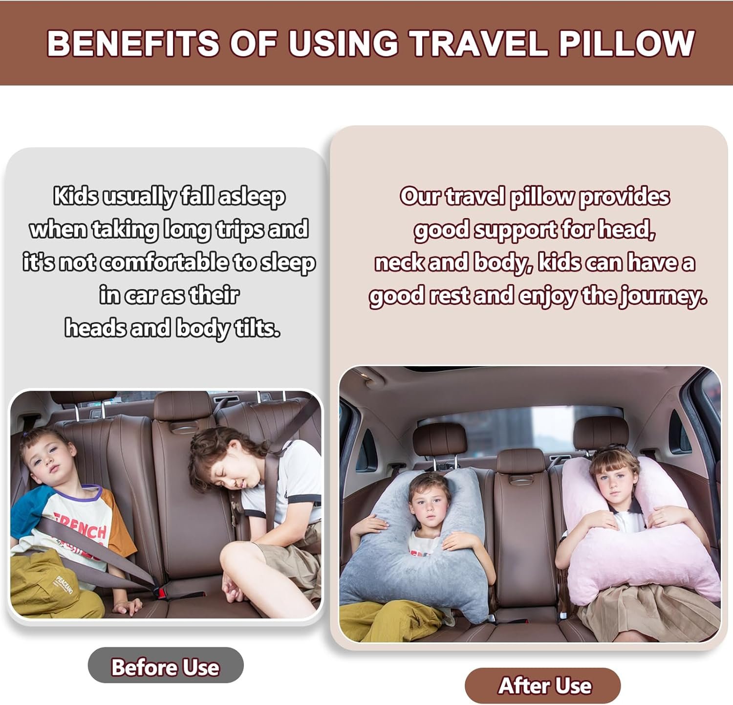 Car Pillow for Kids, Memory Foam Cooling Travel Pi... - Image 3