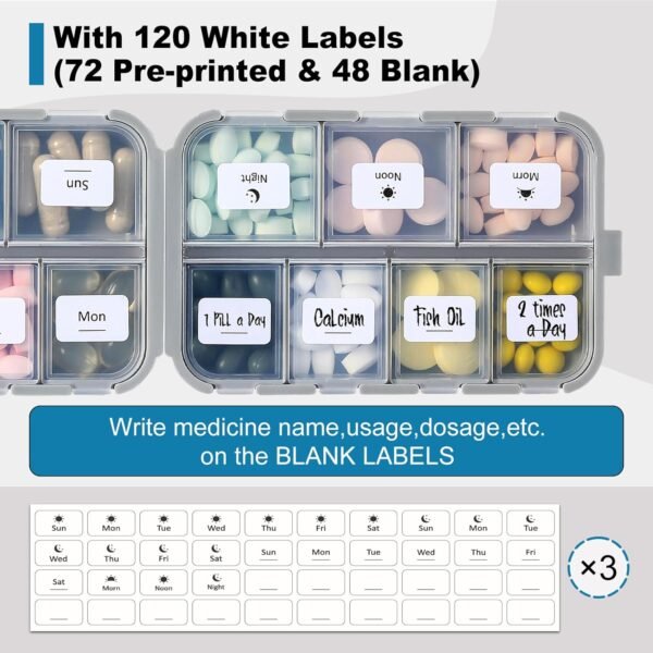3 Pack, 14 GRIDS Travel Pill Organizer Box with La... - Image 6