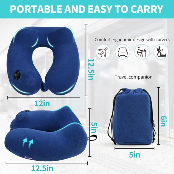 Inflatable Travel Neck Pillow for Airplane, Head S... - Image 4