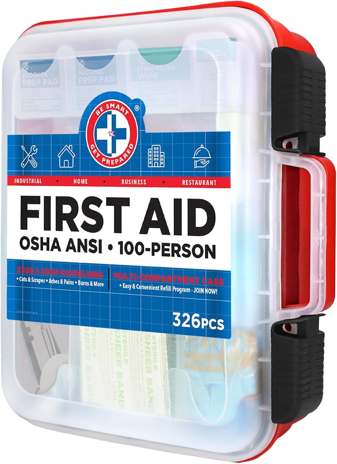 Be Smart Get Prepared First Aid Kit Hard Red Case ... - Image 9