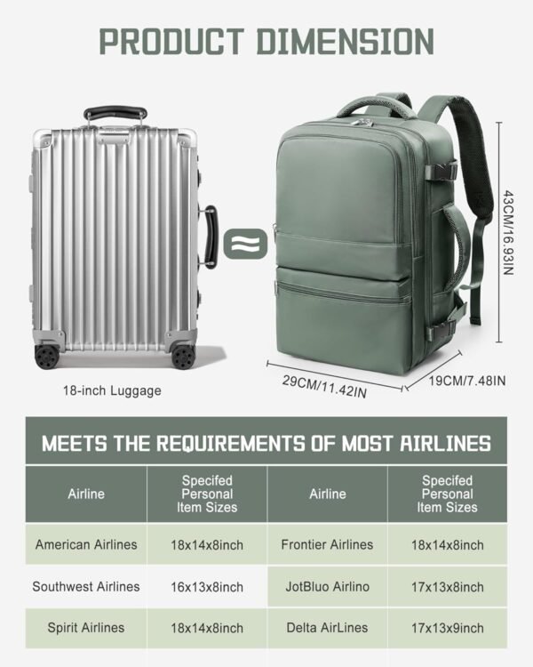 coofay Travel Backpack for Women Men Carry on Back... - Image 4