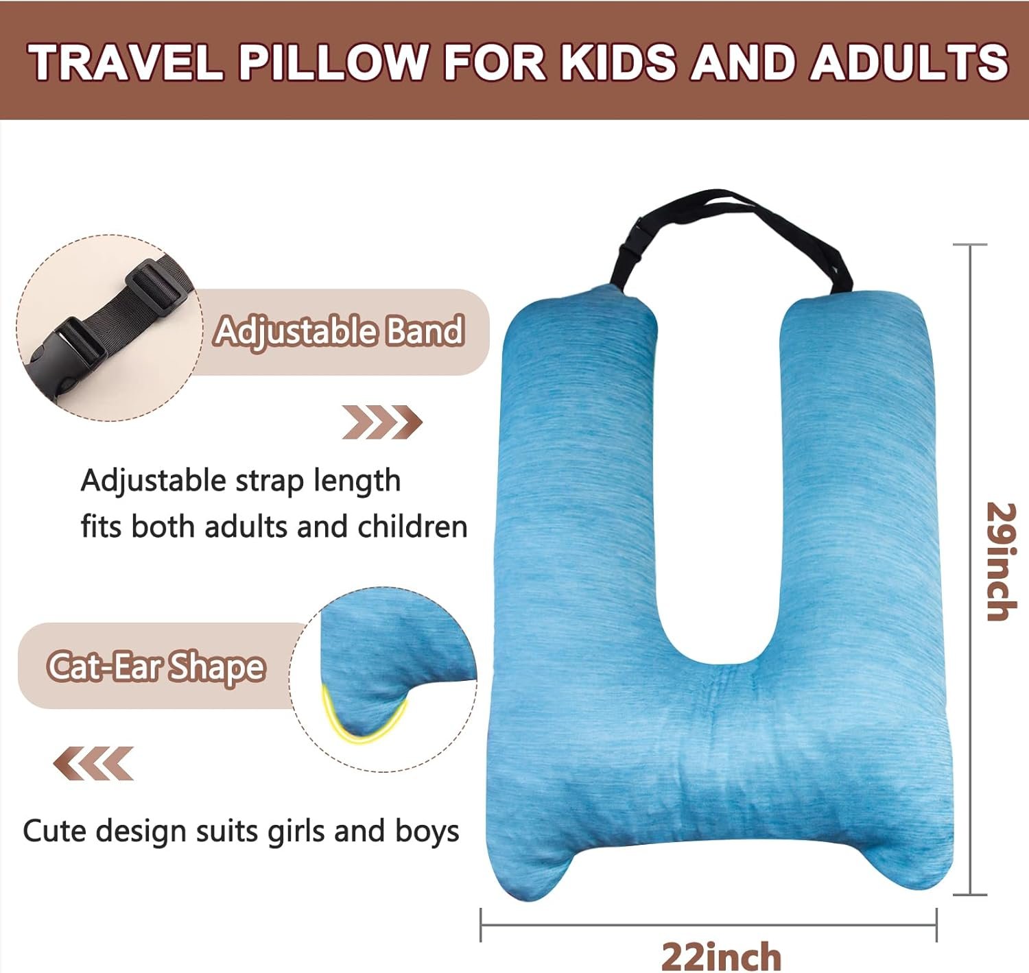 Car Pillow for Kids, Memory Foam Cooling Travel Pi... - Image 5