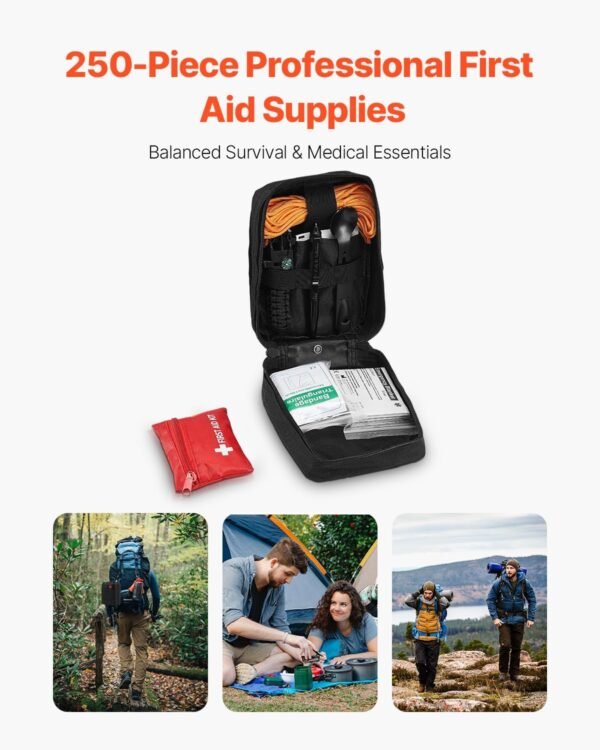 VEVOR Survival First Aid Kit, 250 Pieces, 600D Nyl... - Image 3