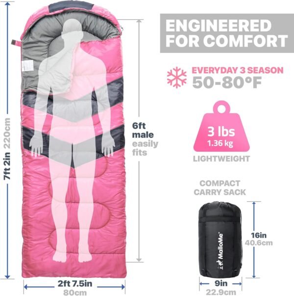 MalloMe Sleeping Bags for Adults Cold Weather & Wa... - Image 3