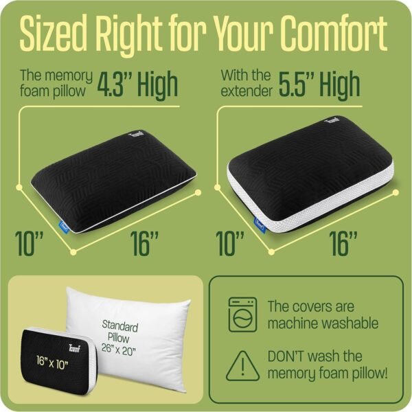 Camping Pillow: Dual Cover, Memory Foam Travel Pil... - Image 6