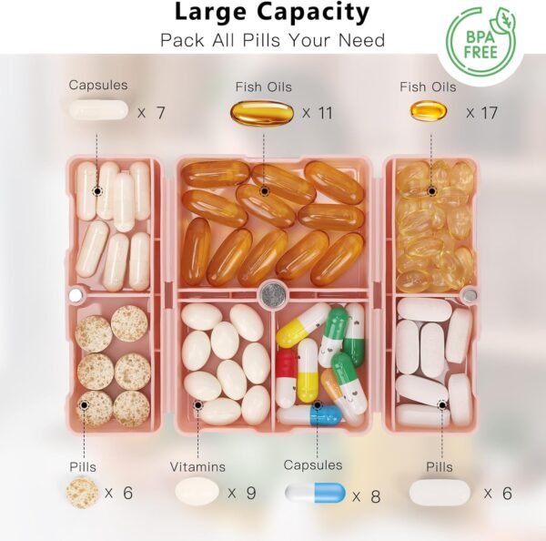 FYY Daily Pill Organizer, 7 Compartments Portable ... - Image 3