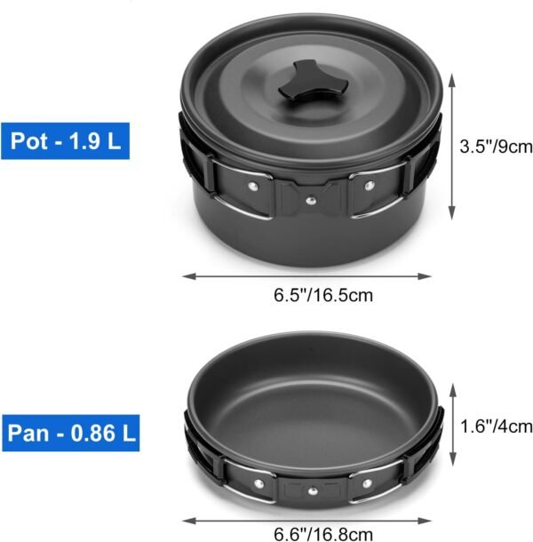 Odoland Camping Cookware Mess Kit, Lightweight Pot... - Image 5