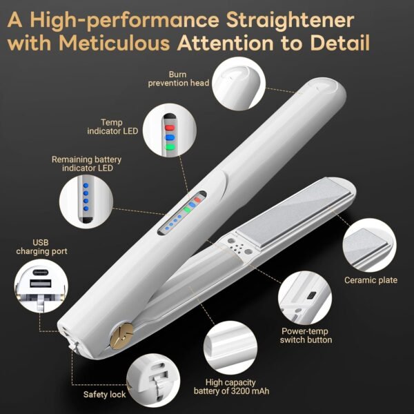 Cordless Hair Straightener and Curler 2 in 1 Ceram... - Image 8