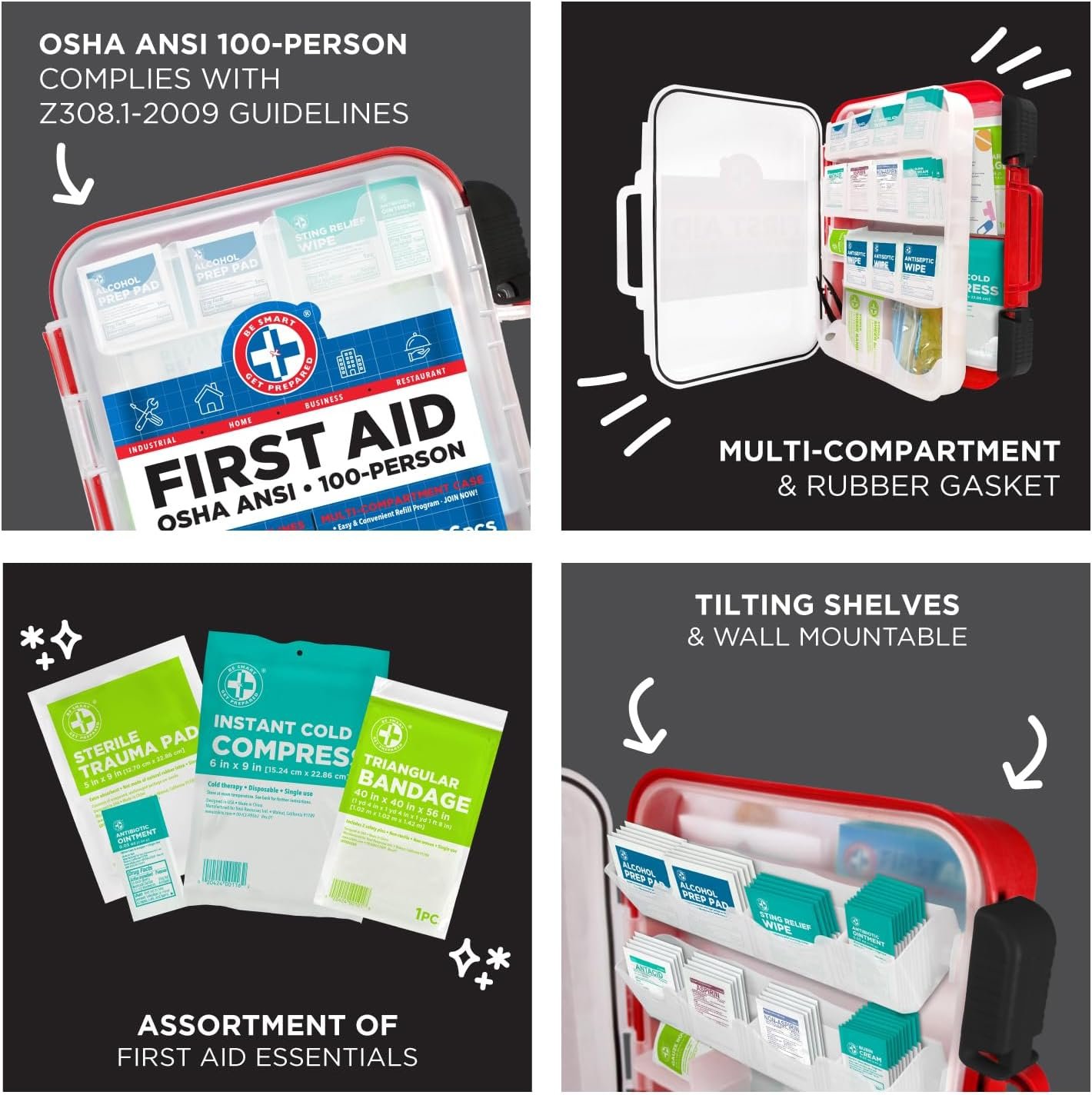 Be Smart Get Prepared First Aid Kit Hard Red Case ... - Image 6