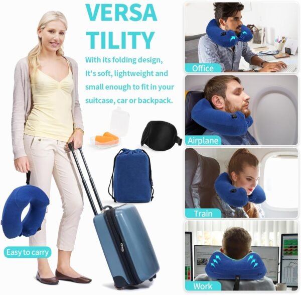 Inflatable Travel Neck Pillow for Airplane, Head S... - Image 7