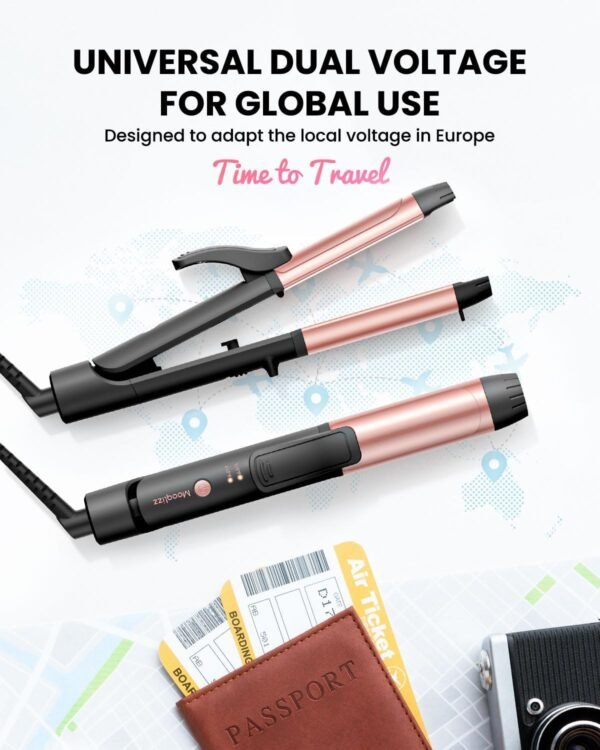 Dual Voltage Curling Iron, Travel Flat Iron Hair C... - Image 4