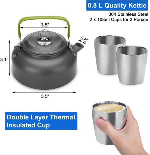 Odoland Camping Cookware Mess Kit, Lightweight Pot... - Image 6