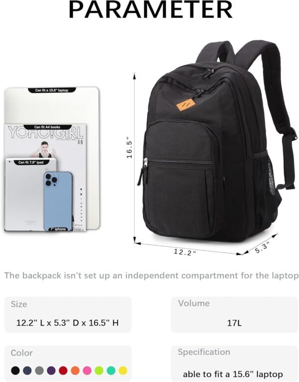 abshoo Classical Basic Travel Backpack For School ... - Image 5