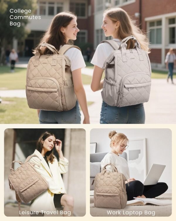 LOVEVOOK Laptop Backpack for Women, Puffer Quilted... - Image 7