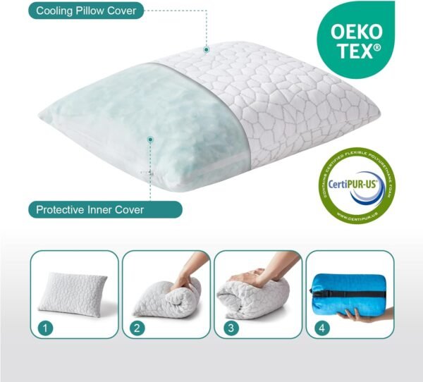 Travel Pillow Camping Pillow Small CoolingShredded... - Image 3