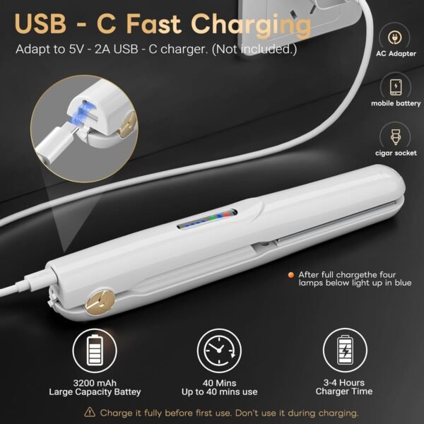 Cordless Hair Straightener and Curler 2 in 1 Ceram... - Image 5