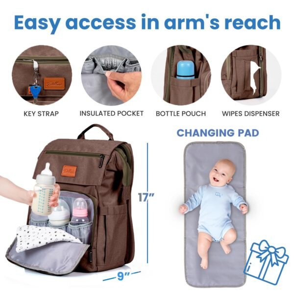 PILLANI Baby Diaper Bag Backpack - Large Bag for B... - Image 4