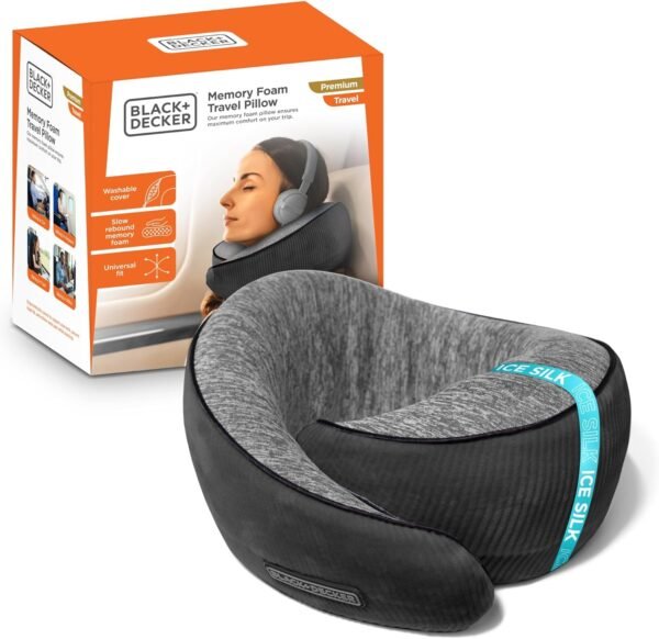 BLACK+DECKER Travel Pillow Corduroy Ostrich Neck W... - Image 2