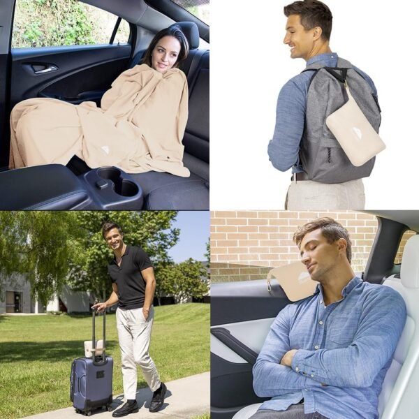 BlueHills Travel Blanket Pillow Compact Lightweigh... - Image 3