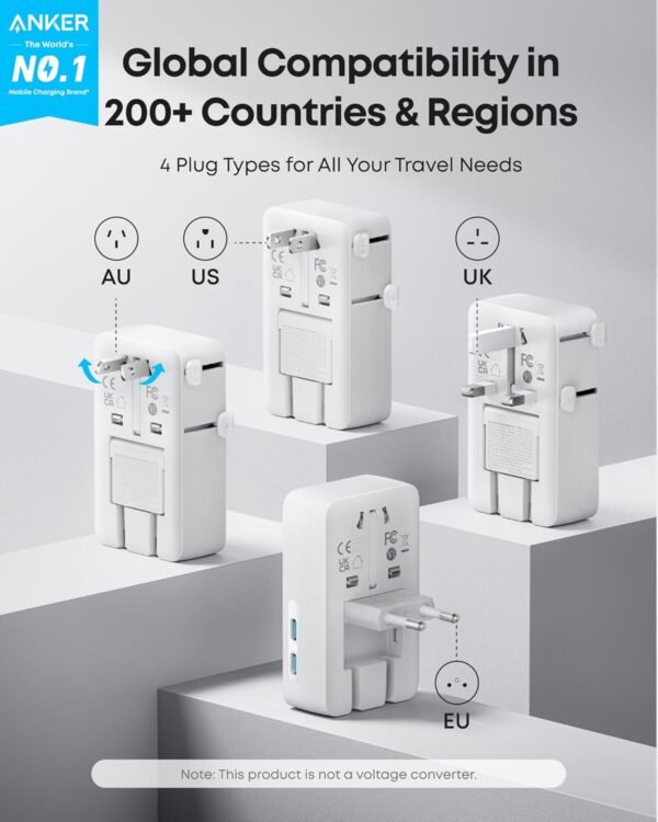 Anker Nano Travel Adapter, 5-Port Power Adapter wi... - Image 3