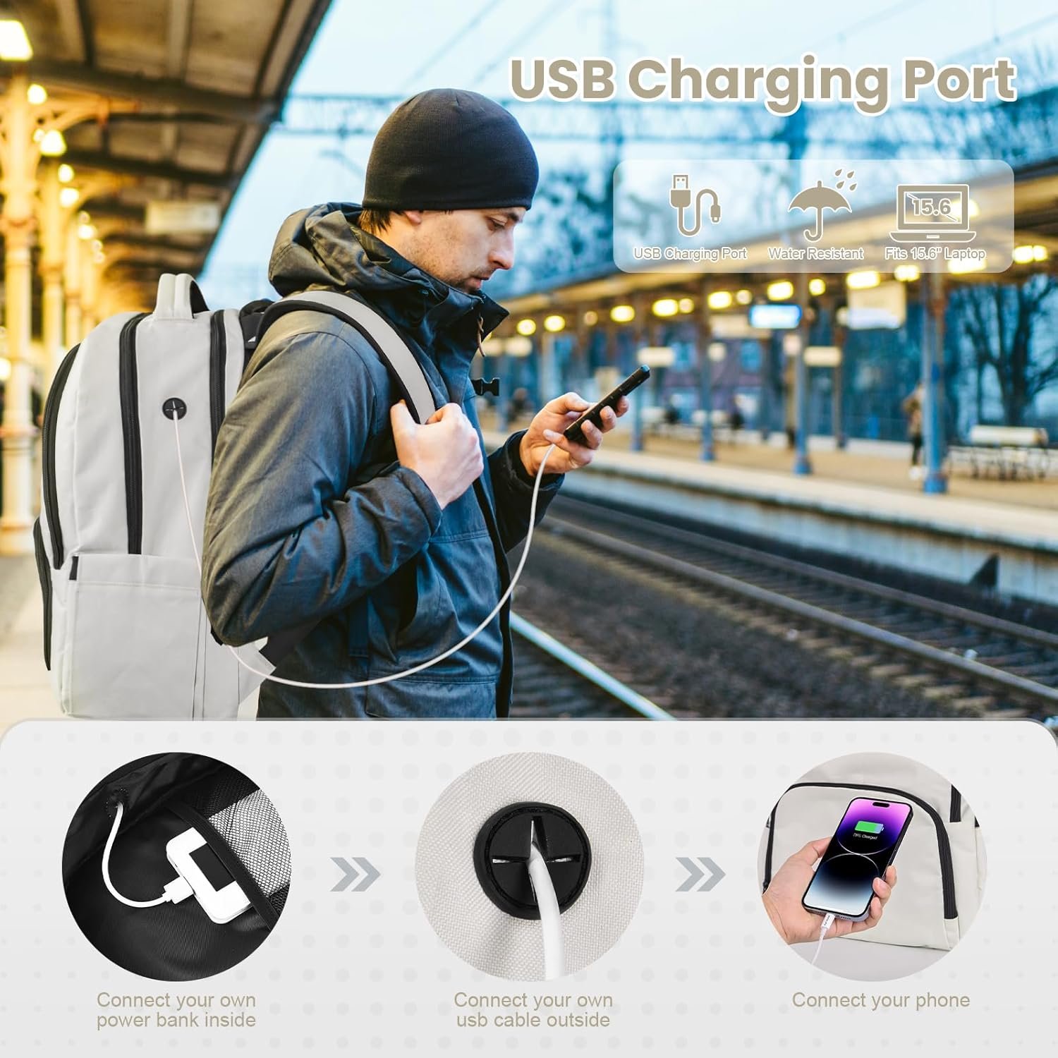Laptop Backpack 15.6 inch, Backpacks for Men, Trav... - Image 6