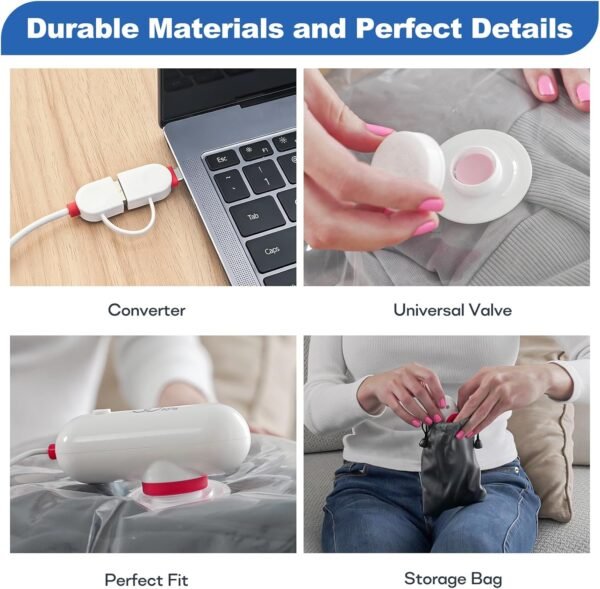 VMstr 12 Pack Travel Vacuum Storage Bags with USB ... - Image 7