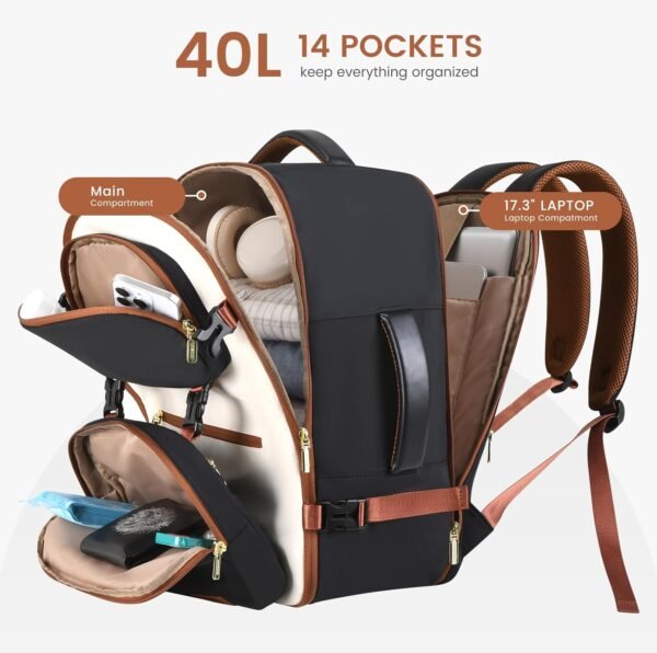 LOVEVOOK Travel Backpack for Women Men, TSA Carry ... - Image 4