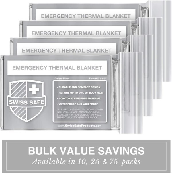Swiss Safe Emergency Mylar Thermal Blankets + Bonu... - Image 3