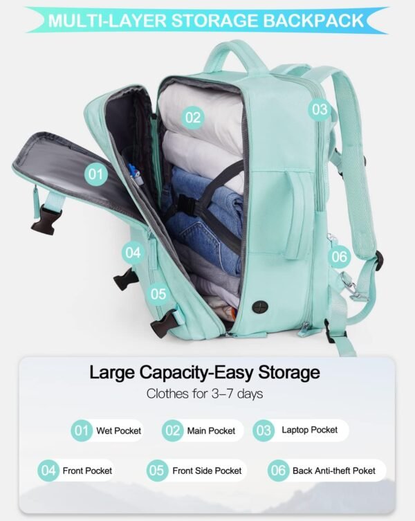 Large Travel Backpack, Carry On Backpack Airline A... - Image 8