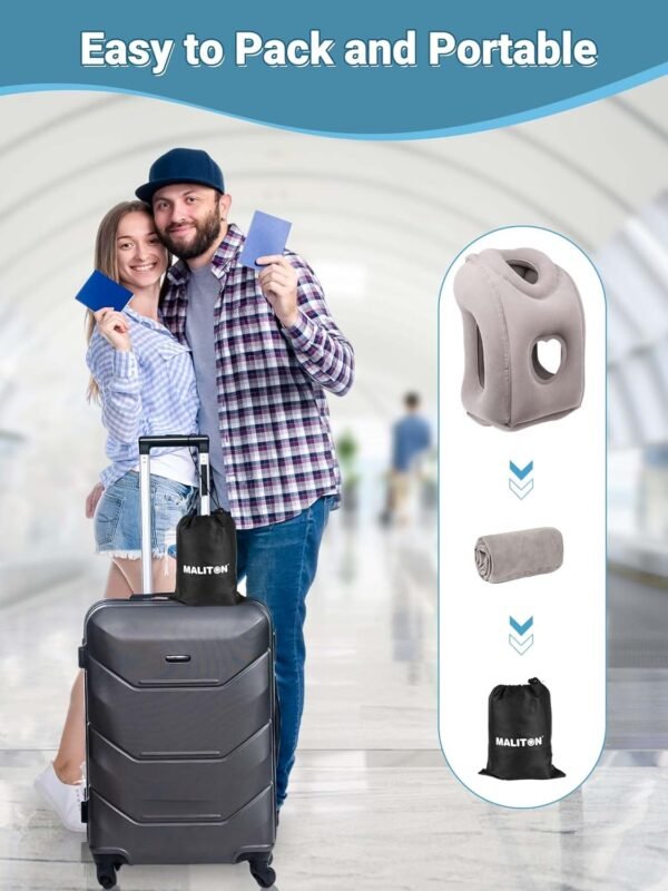 Maliton Inflatable Travel Pillow for Airplane Comf... - Image 9