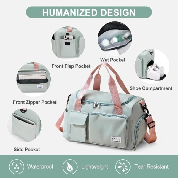Small Gym Bag for Women, Travel Duffle Bag Carry O... - Image 6