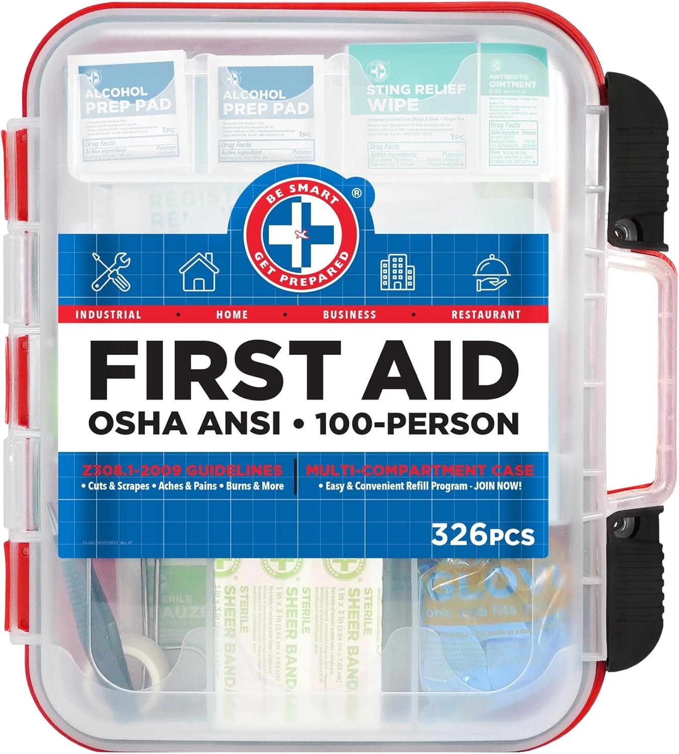 Be Smart Get Prepared First Aid Kit Hard Red Case ... - Image 2