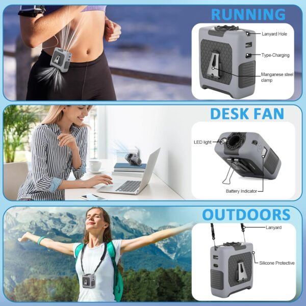 Portable Fan Wearable Personal Fan with 5 Speed Ma... - Image 4