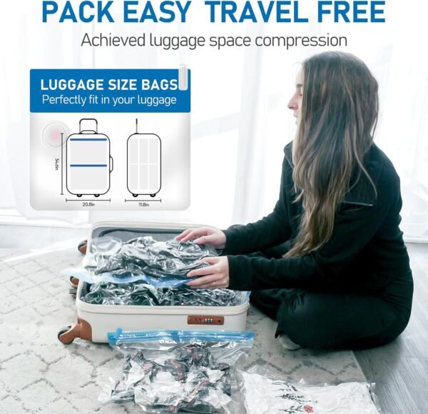 VMstr 12 Pack Travel Vacuum Storage Bags with USB ... - Image 4