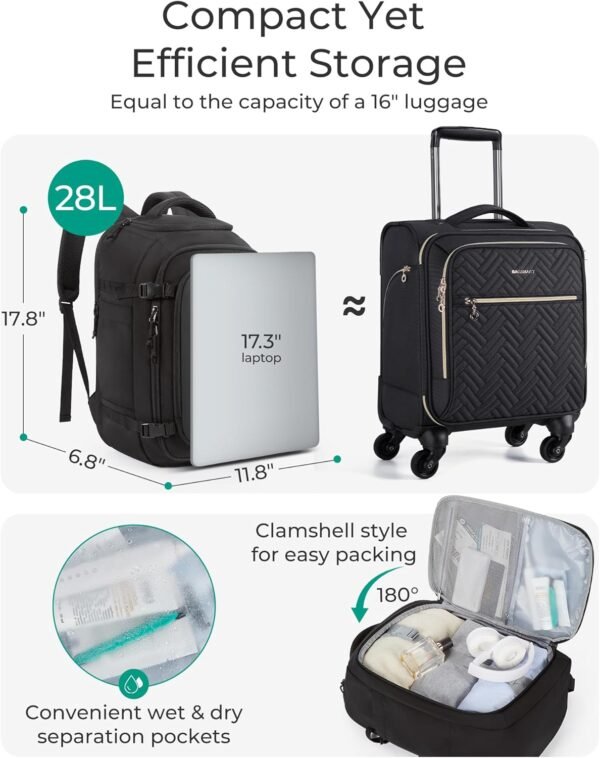 BAGSMART Travel Backpack Carry on Flight Approved,... - Image 5