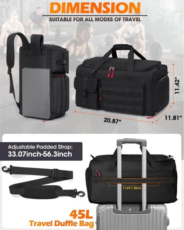 RAINSMORE Gym Bag for Men, 45L Sports Travel Duffe... - Image 6