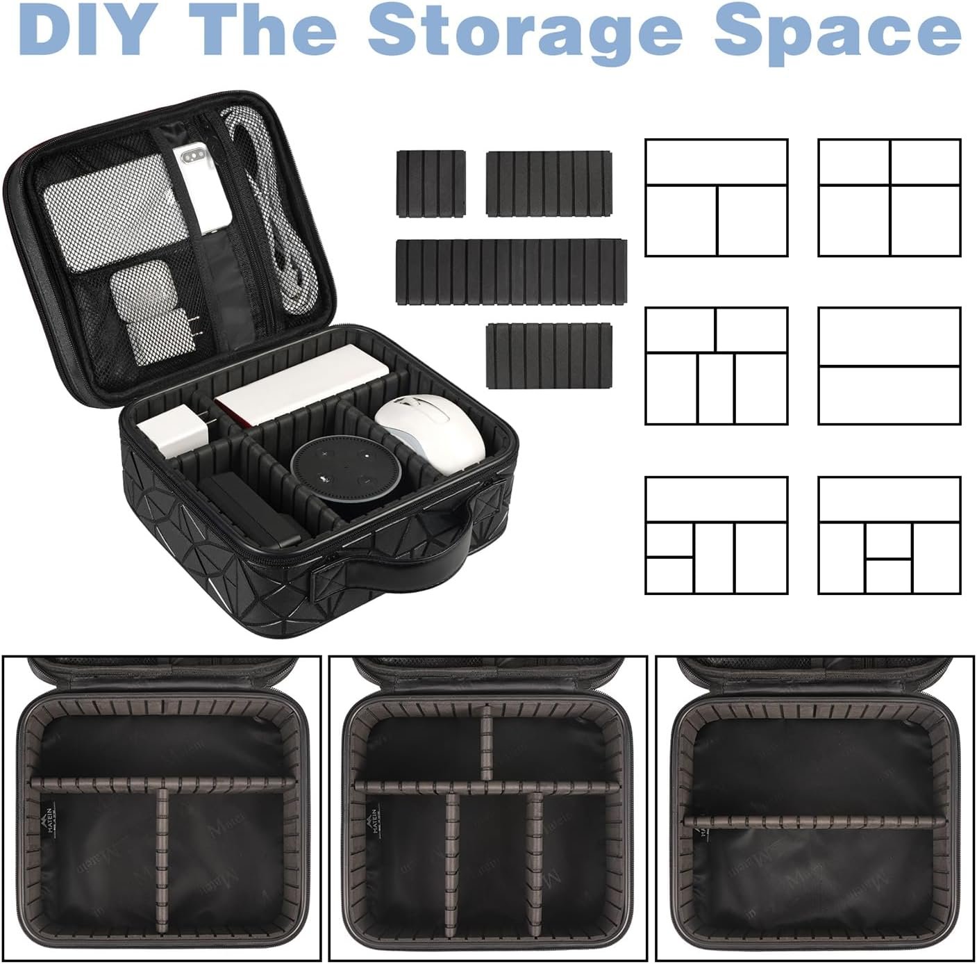 MATEIN Cord Organizer Case with Adjustable Divider... - Image 4