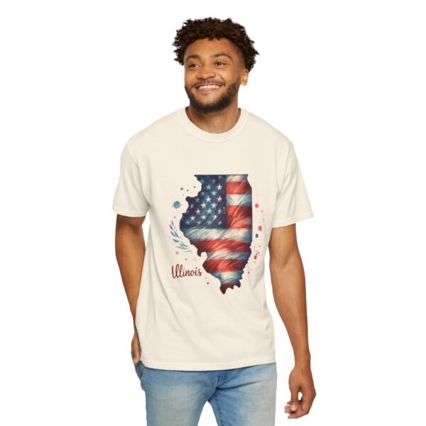 Illinois Flag Unisex T-Shirt, Independence Day Outfit, Patriotic Apparel, Americana Style, Gift for Illinois Residents - Image 18