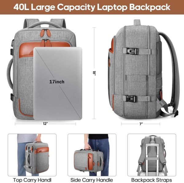 Travel Backpack, 17Inch Laptop Backpack, Carry-on ... - Image 5