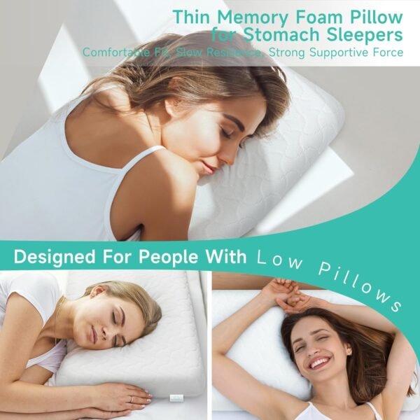 Ultra Thin Memory Foam Pillows - Slim Pillow for S... - Image 5