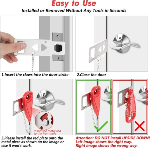AceMining Portable Door Lock Home Security Door Lo... - Image 5