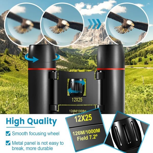 12X25 Mini Pocket Binoculars Compact, Small Lightw... - Image 3
