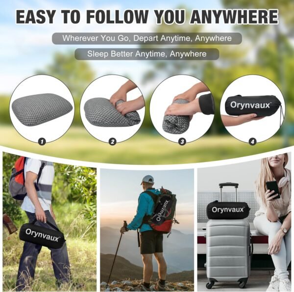 Memory Foam Camping Pillow, Portable Travel Pillow... - Image 6