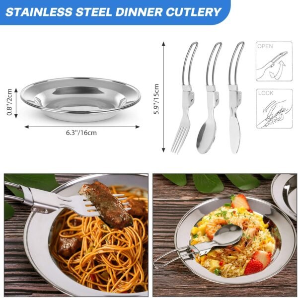 Odoland 15pcs Camping Cookware Mess Kit, Non-Stick... - Image 7